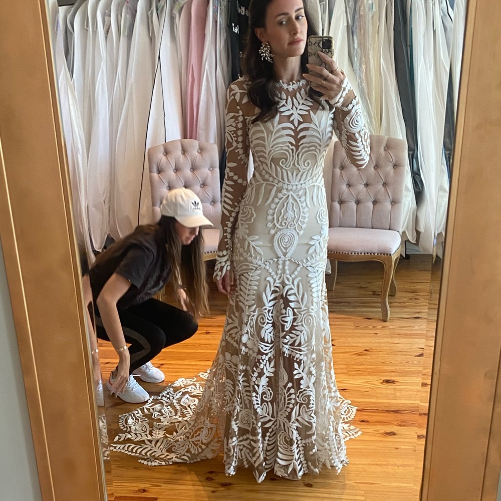 Rue de Seine Avril Gown with Midnight Slip in Ivory